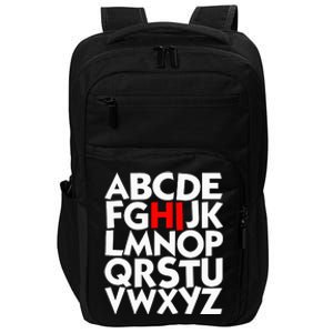 Hi Alphabet Letters Learning ABC Funny Gift Impact Tech Backpack