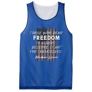 Historical Abraham Lincoln Freedom Quote With American Flag Great Gift Mesh Reversible Basketball Jersey Tank