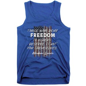 Historical Abraham Lincoln Freedom Quote With American Flag Great Gift Tank Top