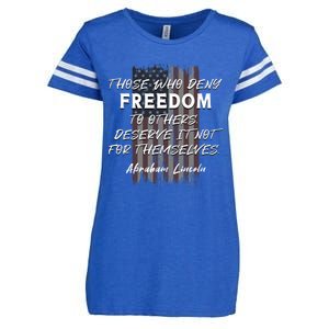 Historical Abraham Lincoln Freedom Quote With American Flag Great Gift Enza Ladies Jersey Football T-Shirt