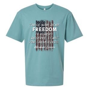 Historical Abraham Lincoln Freedom Quote With American Flag Great Gift Sueded Cloud Jersey T-Shirt