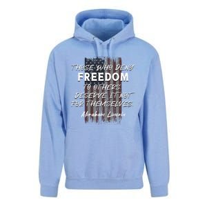 Historical Abraham Lincoln Freedom Quote With American Flag Great Gift Unisex Surf Hoodie