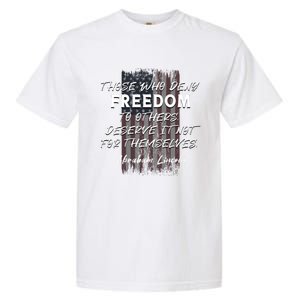 Historical Abraham Lincoln Freedom Quote With American Flag Great Gift Garment-Dyed Heavyweight T-Shirt