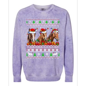 Horse Animals Lover Xmas Ugly Santa Horse Christmas Cute Gift Colorblast Crewneck Sweatshirt