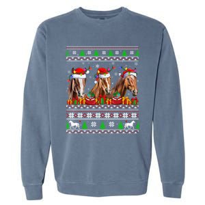 Horse Animals Lover Xmas Ugly Santa Horse Christmas Cute Gift Garment-Dyed Sweatshirt