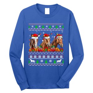 Horse Animals Lover Xmas Ugly Santa Horse Christmas Cute Gift Long Sleeve Shirt