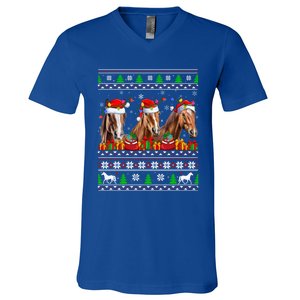 Horse Animals Lover Xmas Ugly Santa Horse Christmas Cute Gift V-Neck T-Shirt