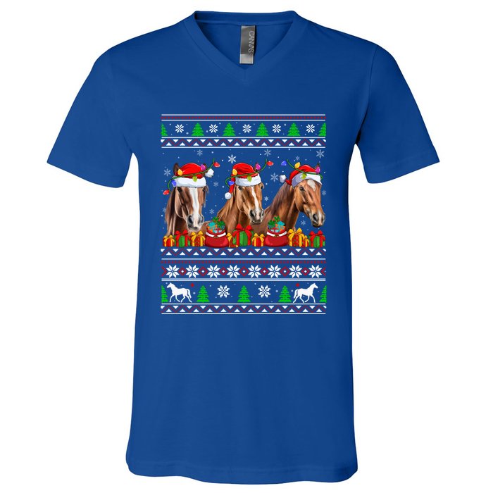 Horse Animals Lover Xmas Ugly Santa Horse Christmas Cute Gift V-Neck T-Shirt