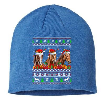 Horse Animals Lover Xmas Ugly Santa Horse Christmas Cute Gift Sustainable Beanie