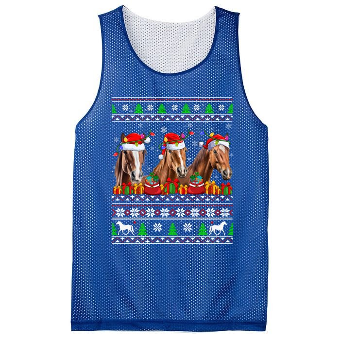 Horse Animals Lover Xmas Ugly Santa Horse Christmas Cute Gift Mesh Reversible Basketball Jersey Tank