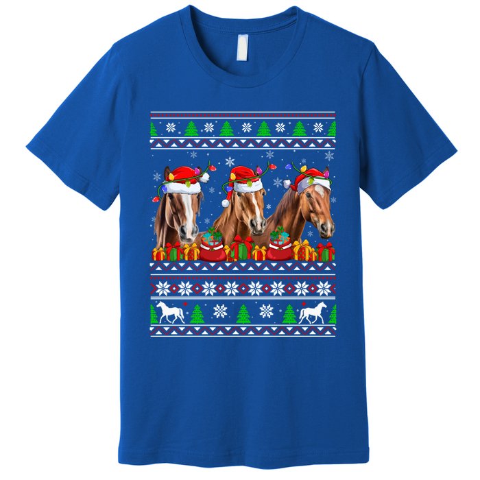 Horse Animals Lover Xmas Ugly Santa Horse Christmas Cute Gift Premium T-Shirt