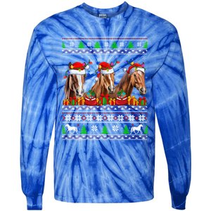 Horse Animals Lover Xmas Ugly Santa Horse Christmas Cute Gift Tie-Dye Long Sleeve Shirt