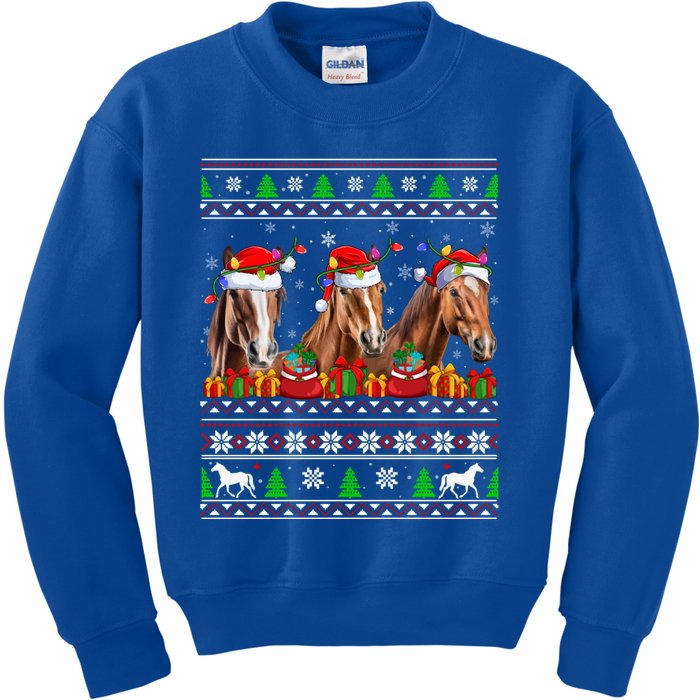 Horse Animals Lover Xmas Ugly Santa Horse Christmas Cute Gift Kids Sweatshirt