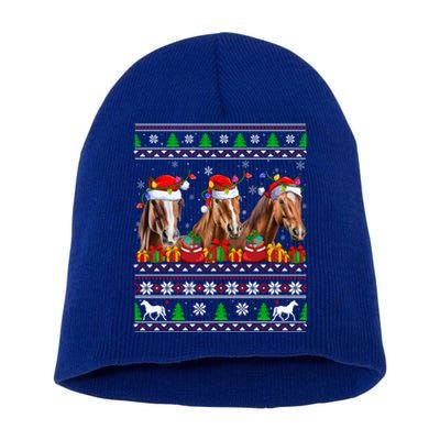 Horse Animals Lover Xmas Ugly Santa Horse Christmas Cute Gift Short Acrylic Beanie