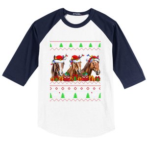 Horse Animals Lover Xmas Ugly Santa Horse Christmas Cute Gift Baseball Sleeve Shirt