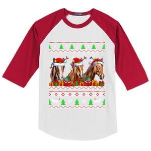 Horse Animals Lover Xmas Ugly Santa Horse Christmas Cute Gift Kids Colorblock Raglan Jersey