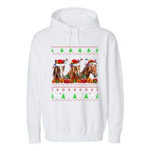 Horse Animals Lover Xmas Ugly Santa Horse Christmas Cute Gift Garment-Dyed Fleece Hoodie