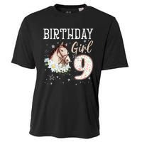 Horse Animal Lovers 9th Birthday Bday 9 Year Old Cooling Performance Crew T-Shirt