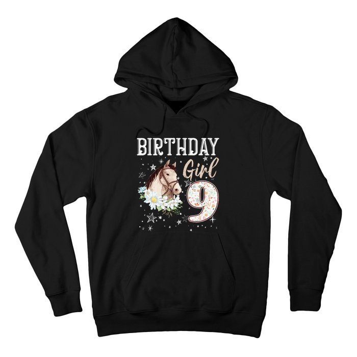 Horse Animal Lovers 9th Birthday Bday 9 Year Old Hoodie