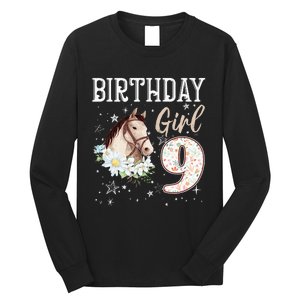 Horse Animal Lovers 9th Birthday Bday 9 Year Old Long Sleeve Shirt