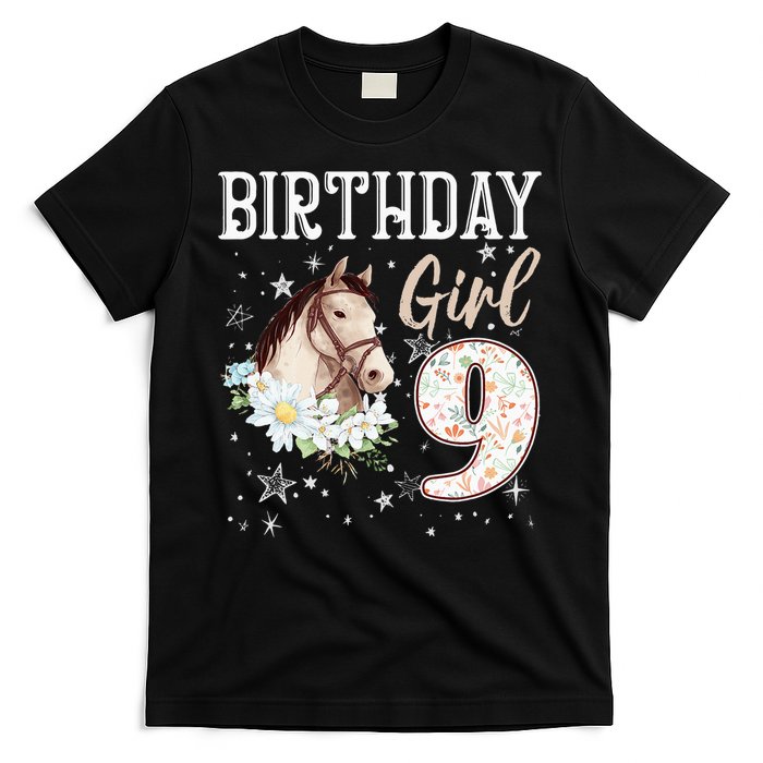 Horse Animal Lovers 9th Birthday Bday 9 Year Old T-Shirt