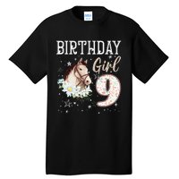 Horse Animal Lovers 9th Birthday Bday 9 Year Old Tall T-Shirt