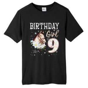 Horse Animal Lovers 9th Birthday Bday 9 Year Old Tall Fusion ChromaSoft Performance T-Shirt