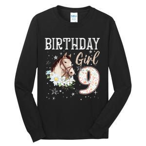 Horse Animal Lovers 9th Birthday Bday 9 Year Old Tall Long Sleeve T-Shirt