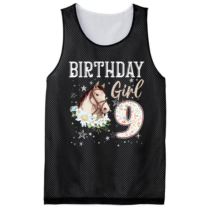 Horse Animal Lovers 9th Birthday Bday 9 Year Old Mesh Reversible Basketball Jersey Tank