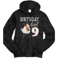 Horse Animal Lovers 9th Birthday Bday 9 Year Old Tie Dye Hoodie