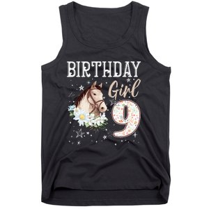 Horse Animal Lovers 9th Birthday Bday 9 Year Old Tank Top