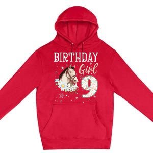 Horse Animal Lovers 9th Birthday Bday 9 Year Old Premium Pullover Hoodie