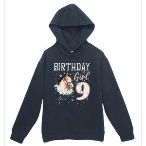 Horse Animal Lovers 9th Birthday Bday 9 Year Old Urban Pullover Hoodie