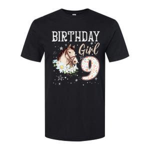 Horse Animal Lovers 9th Birthday Bday 9 Year Old Softstyle CVC T-Shirt