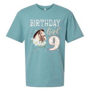 Horse Animal Lovers 9th Birthday Bday 9 Year Old Sueded Cloud Jersey T-Shirt