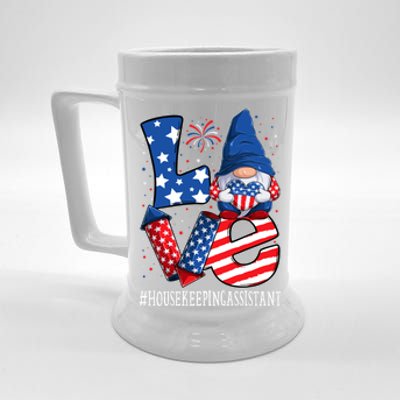 Housekeeping Assistant Love 4th Of July Gnome Usa Patriotic Meaningful Gift Beer Stein