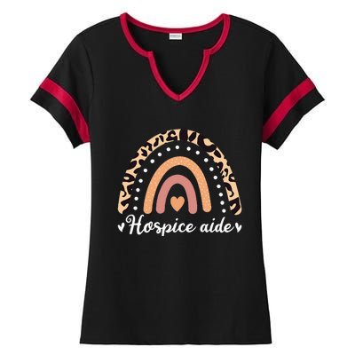 Hospice Aide Leoaprd Rainbow Nurses Nursing Graduation Ladies Halftime Notch Neck Tee