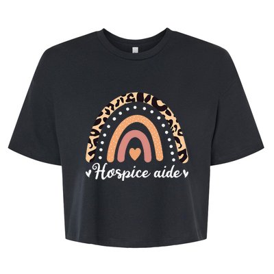 Hospice Aide Leoaprd Rainbow Nurses Nursing Graduation Bella+Canvas Jersey Crop Tee