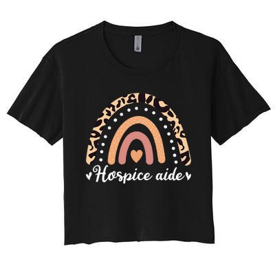 Hospice Aide Leoaprd Rainbow Nurses Nursing Graduation Women's Crop Top Tee