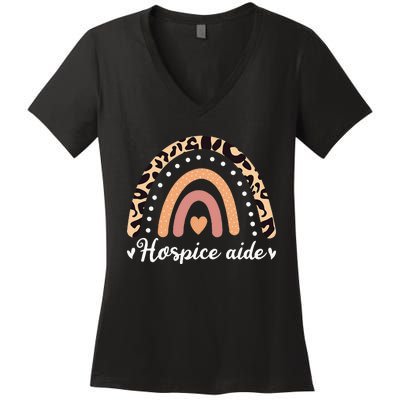 Hospice Aide Leoaprd Rainbow Nurses Nursing Graduation Women's V-Neck T-Shirt