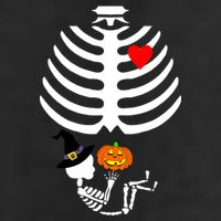 Halloween Baby Skeleton Pumpkin 7 Panel Mesh Trucker Snapback Hat