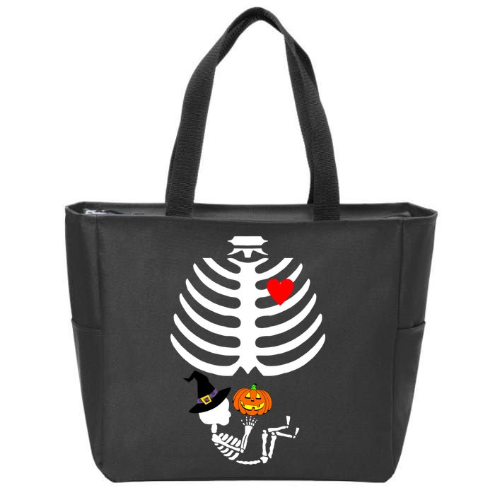 Halloween Baby Skeleton Pumpkin Zip Tote Bag