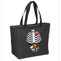 Halloween Baby Skeleton Pumpkin Zip Tote Bag