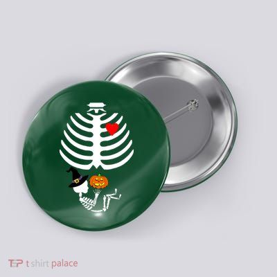 Halloween Baby Skeleton Pumpkin Button
