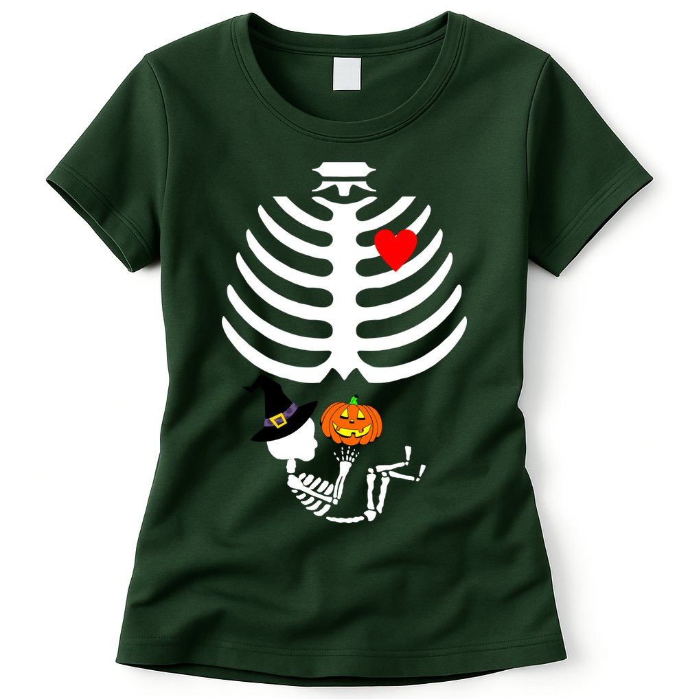 Halloween Baby Skeleton Pumpkin Womens T-Shirt