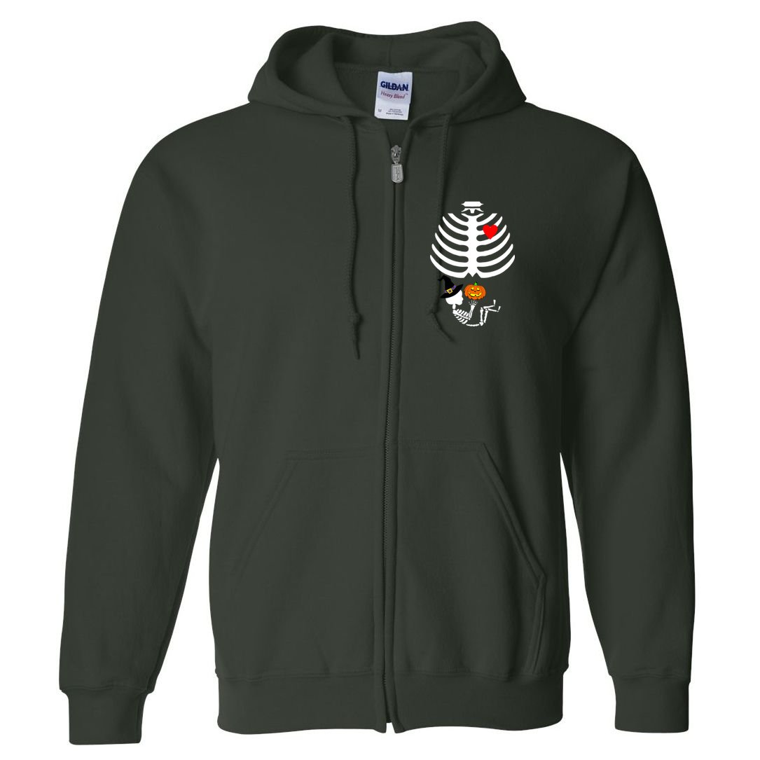 Halloween Baby Skeleton Pumpkin Full Zip Hoodie