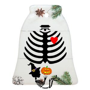 Halloween Baby Skeleton Pumpkin Ceramic Bell Ornament