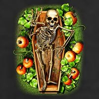 Halloween Casket Pumpkin Patch 7 Panel Mesh Trucker Snapback Hat