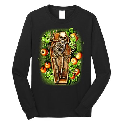 Halloween Casket Pumpkin Patch Long Sleeve Shirt