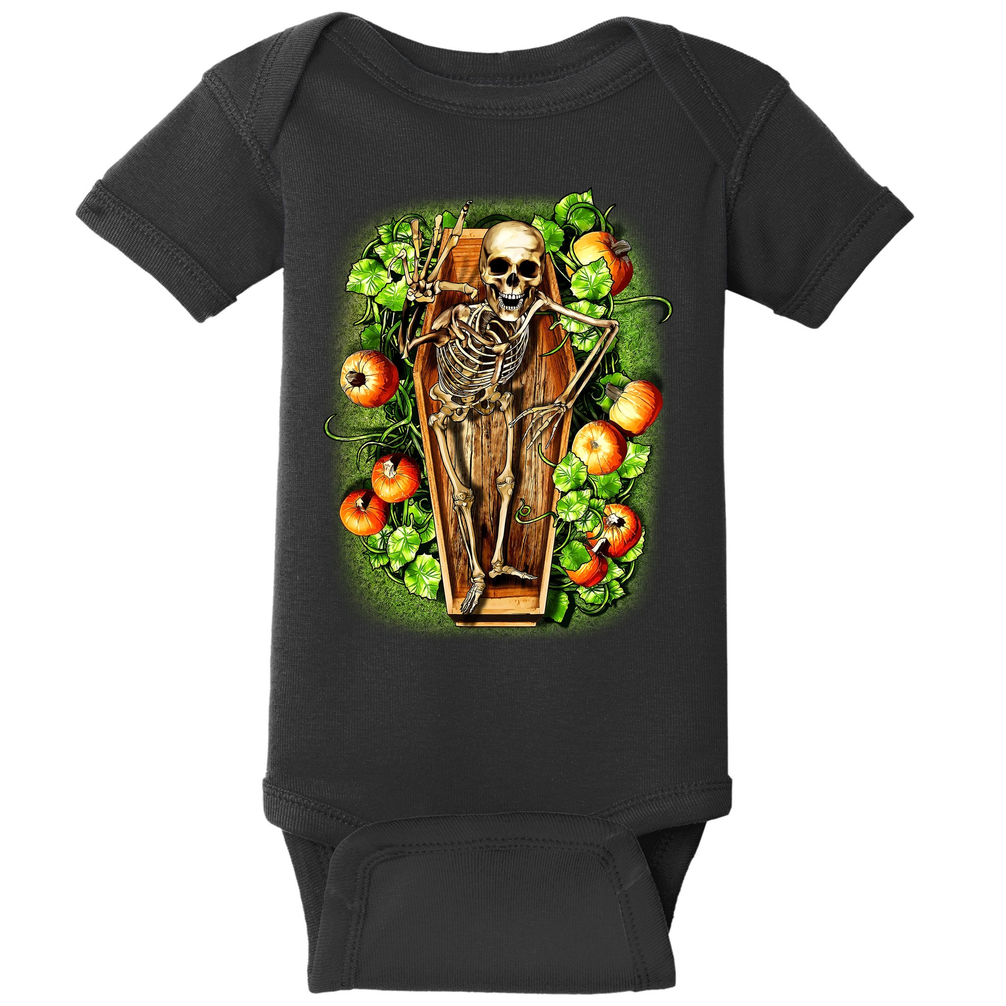 Halloween Casket Pumpkin Patch Baby Bodysuit